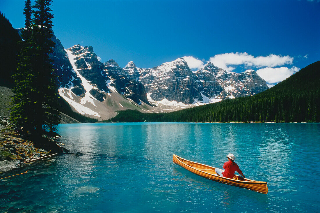 Canoeing,Moraine Lake,Banff National Park,Alberta,Canada