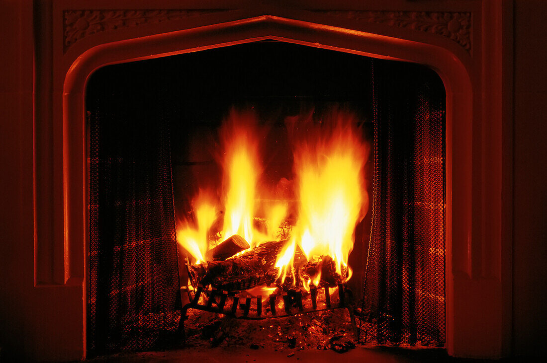 Wood Burning in Fireplace