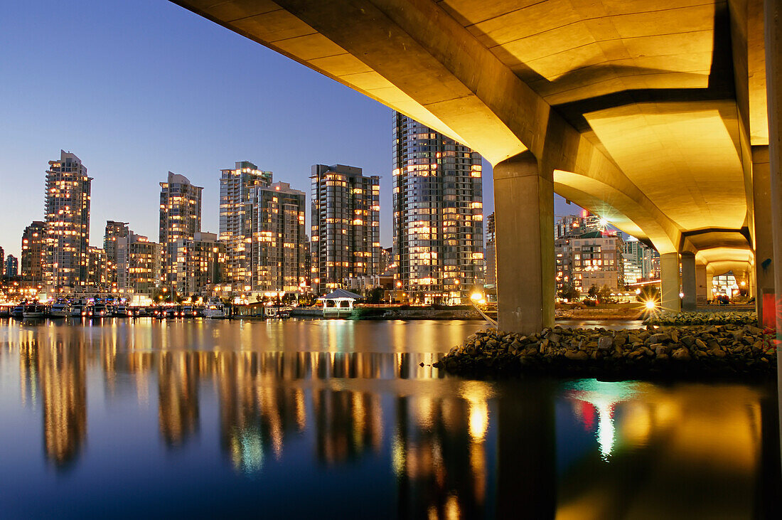 Downtown and Cambie Bridge From False Creek Vancouver,B.C.,Canada