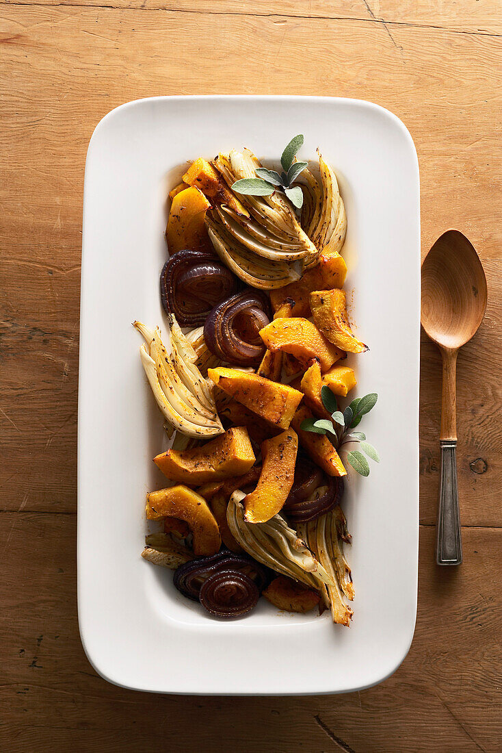 Roasted Vegetables on Table