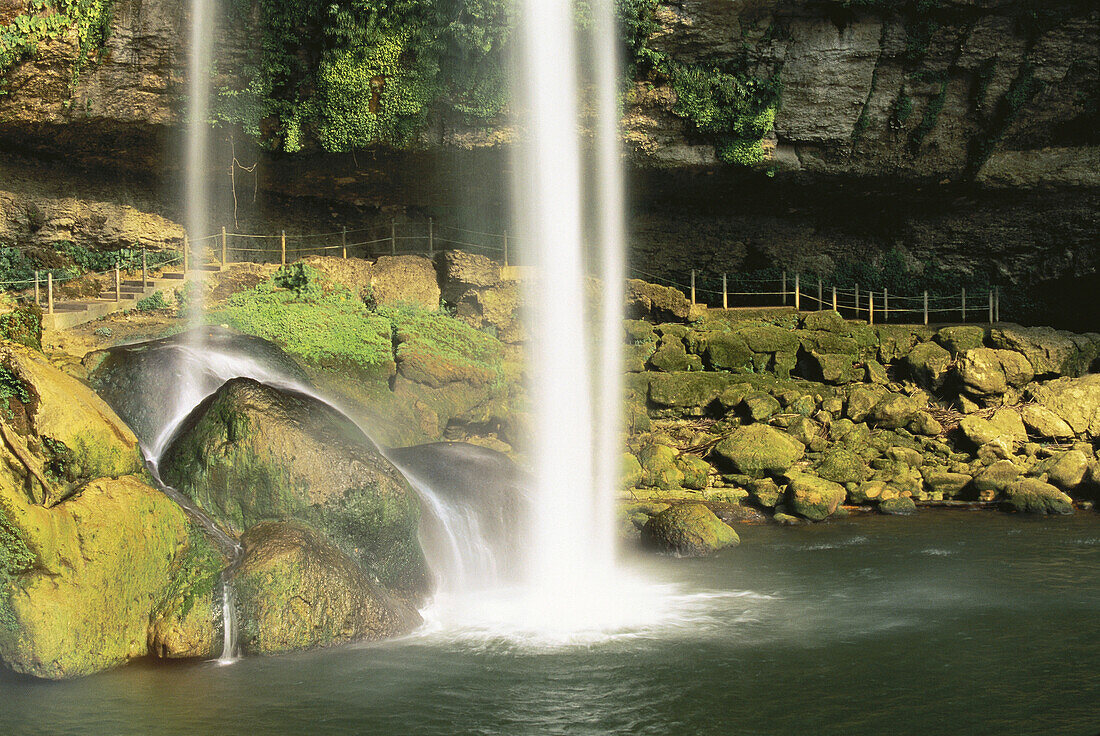 Waterfall and Walkway,Misol-Ha,Chiapas,Mexico