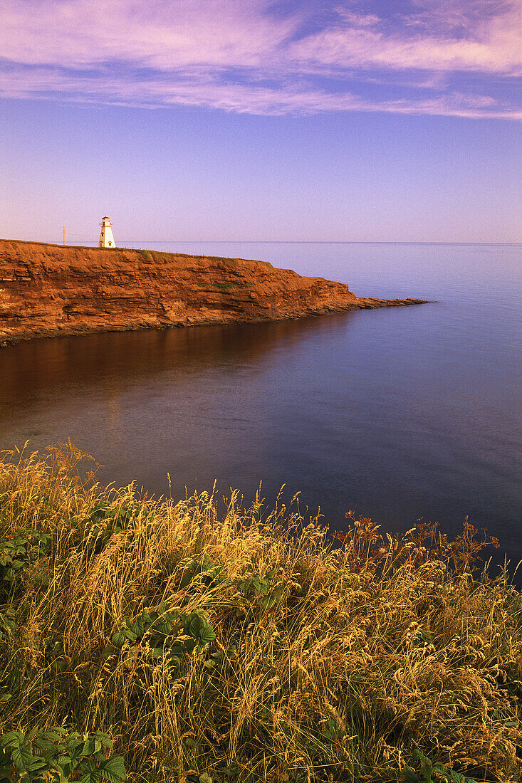 Cape Tryon Lighthouse and Gulf Of St. Lawrence at Sunrise,Cape Tryon,P.E.I.,Canada