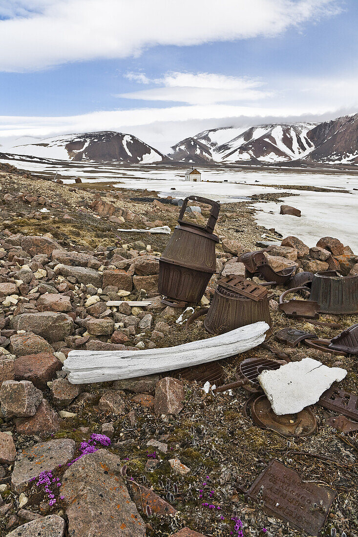 Artifacts and Whale Bones Outside an Abandoned RCMP Post,Craig Harbour,Nunavut,Canada