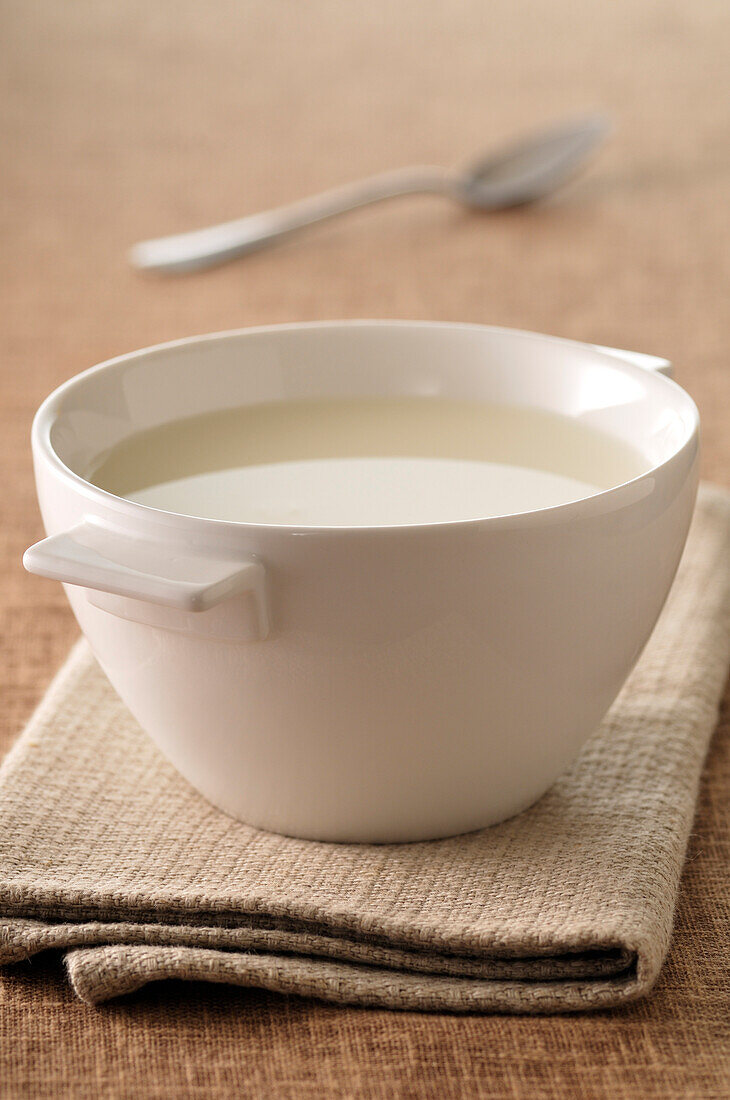 Close-up of Bowl of Milk