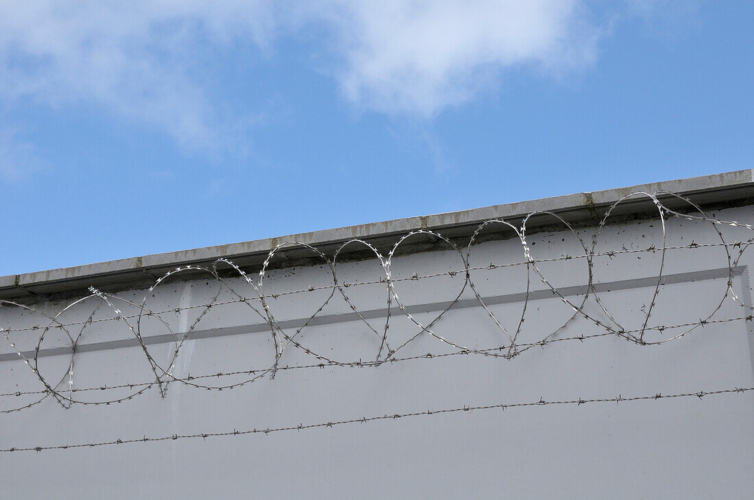 Barbed Wire at Top of Wall,Brest,Bretagne,France