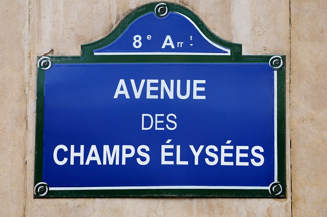 Champs Elysees Zeichen,8. Arrondissement,Paris,Frankreich