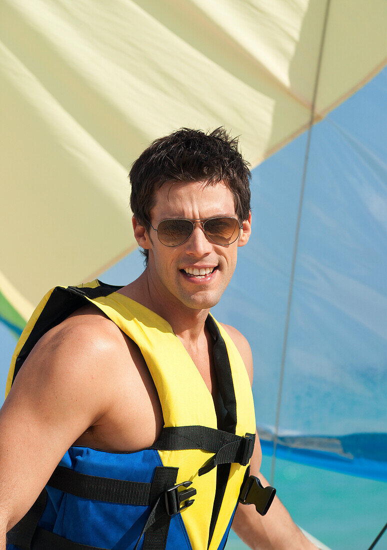 Man on Sailboat,Reef Playacar Resort and Spa,Playa del Carmen,Mexico