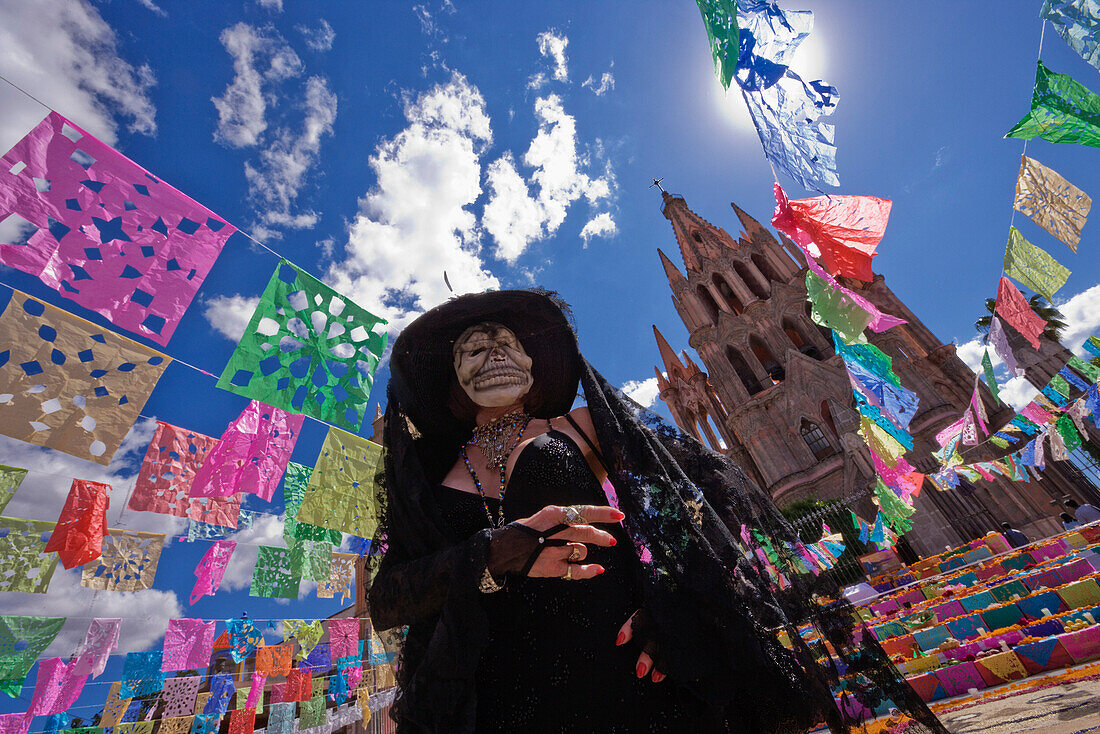 Woman Dressed Up for Day of the Dead,San Miguel de Allende,Mexico