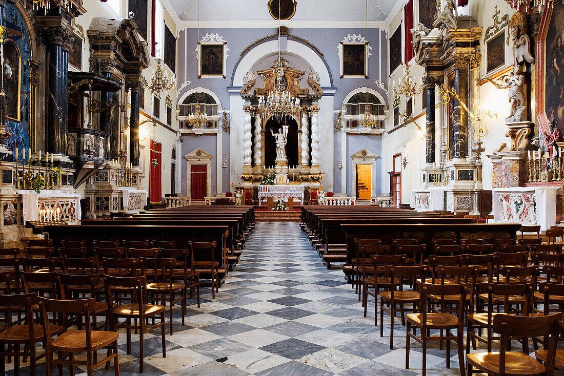 Interior of St Saviour's Church,Dubrovnik,Croatia