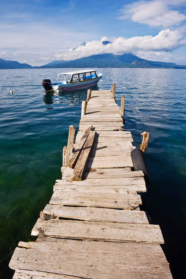 Boat and Dock on Lake Atitlan,Santa Catarina Palopo,Guatemala