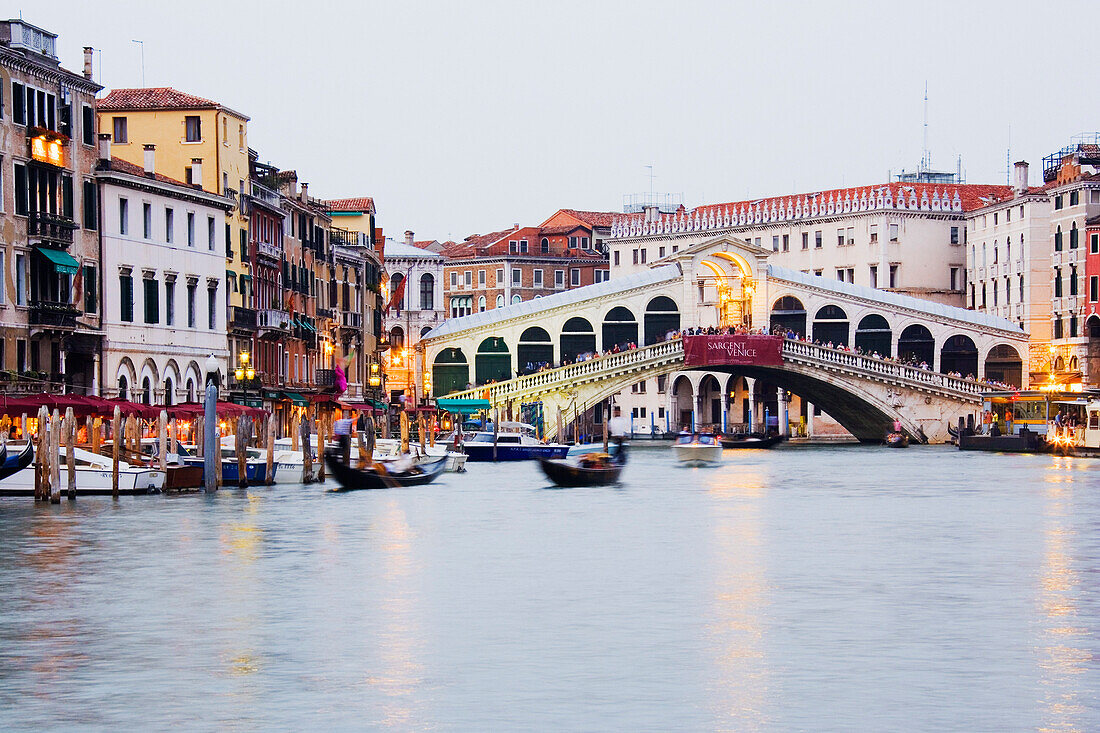 Rialto Bridge and Grand Canal,Venice,Veneto,Italy