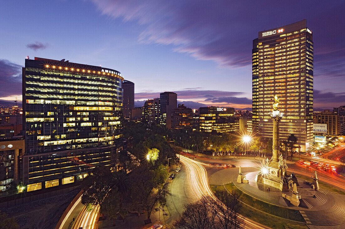 Überblick über den Kreisverkehr, Paseo de la Reforma, Mexiko-Stadt, Mexiko