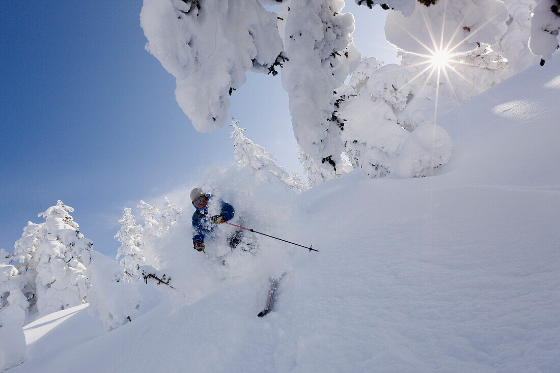 Telemark-Skifahren,Furano,Hokkaido,Japan