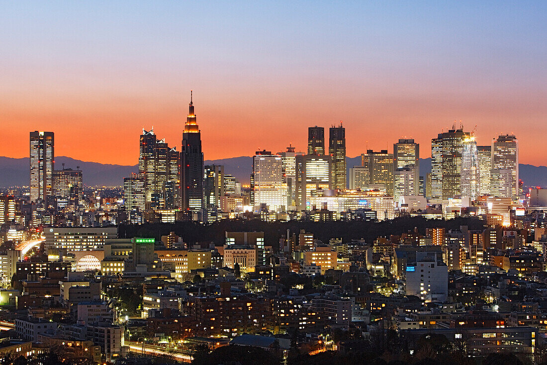 Skyline des Bezirks Shinjuku, Tokio, Japan