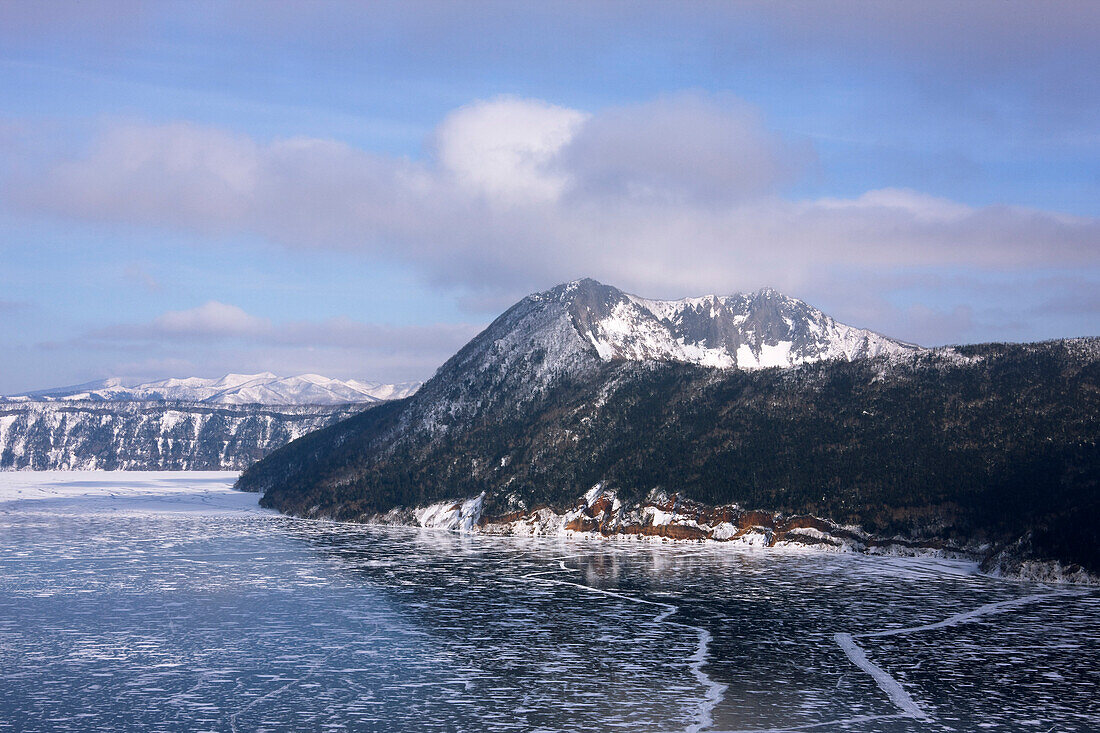 Frozen Lake Mashu in Winter,Akan National Park,Hokkaido,Japan