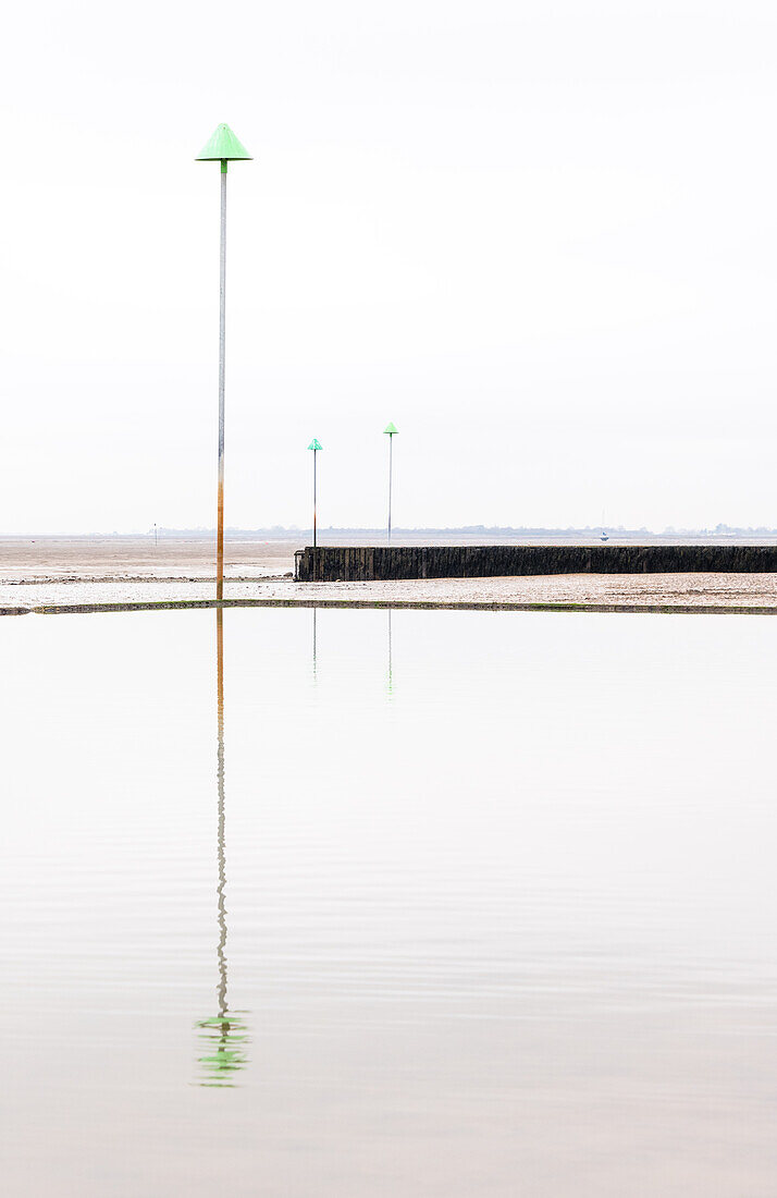 Tidal pool at low tide at Leigh on Sea,Essex,England,United Kingdom,Europe