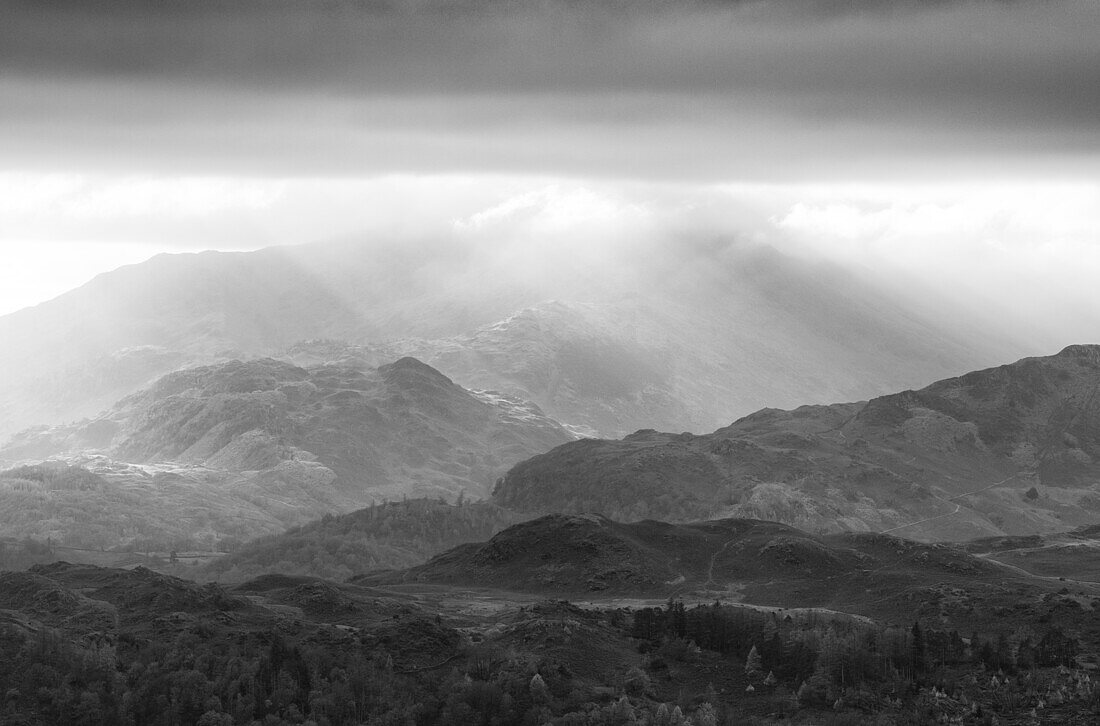 Views over the fells from Grey Crag,near Grasmere,Lake District National Park,UNESCO World Heritage Site,Cumbria,England,United Kingdom,Europe