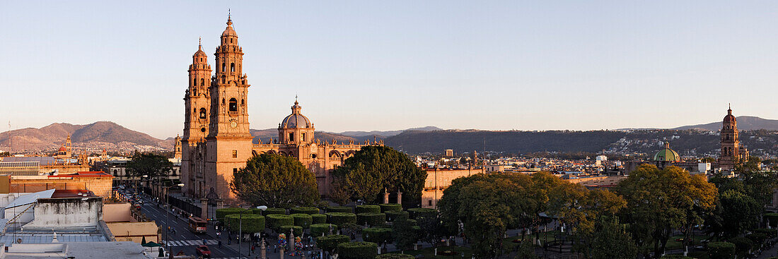 Avenida Madero and Morelia Cathedral,Morelia,Michoacan,Mexico