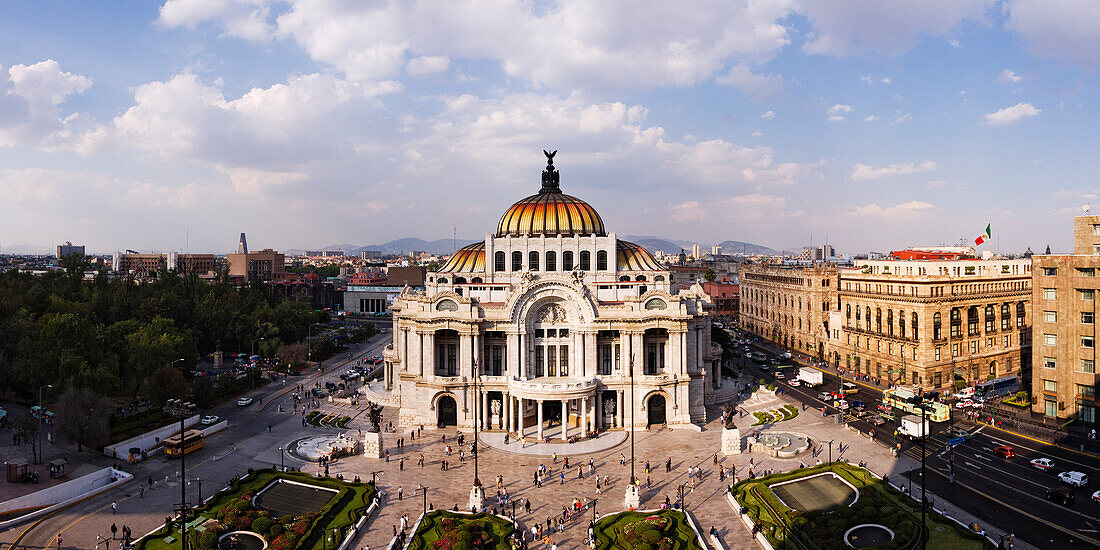 Luftaufnahme des Palacio de Bellas Artes, Mexiko-Stadt, Mexiko