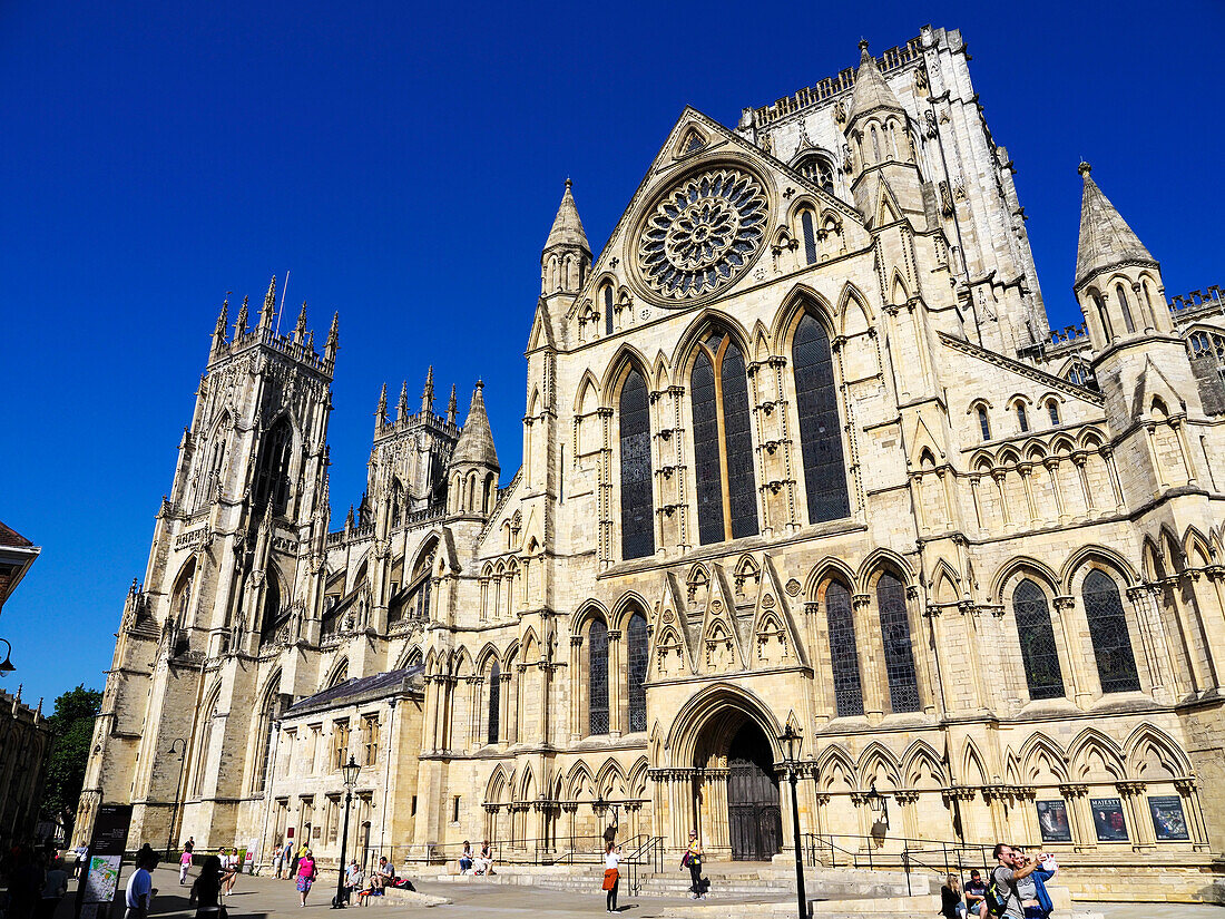 York Minster von Minster Yard, York, Yorkshire, England, Vereinigtes Königreich, Europa