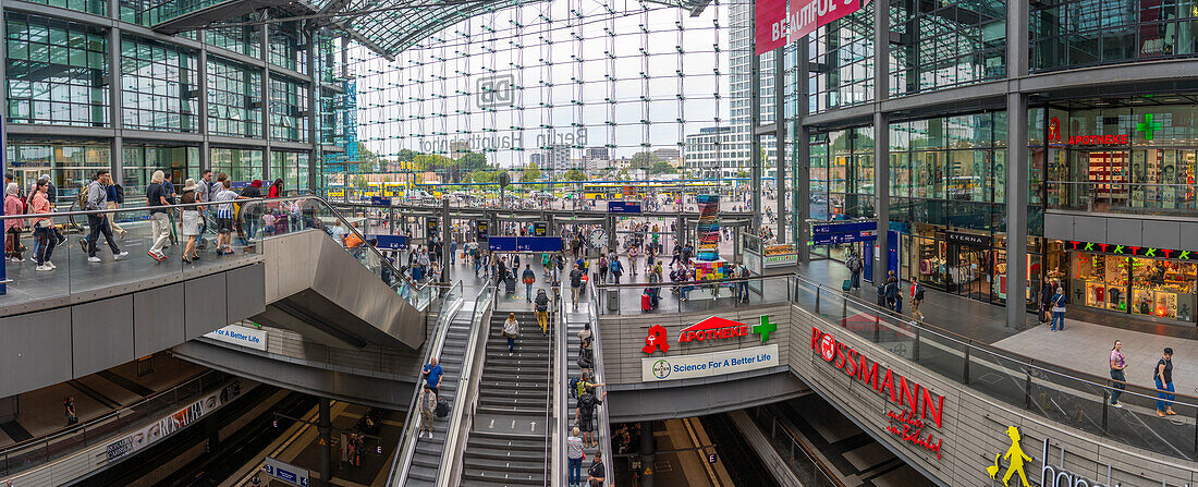 View of interior of Berlin Central Station,Hauptbahnhof,Europaplatz 1,Berlin,Germany,Europe
