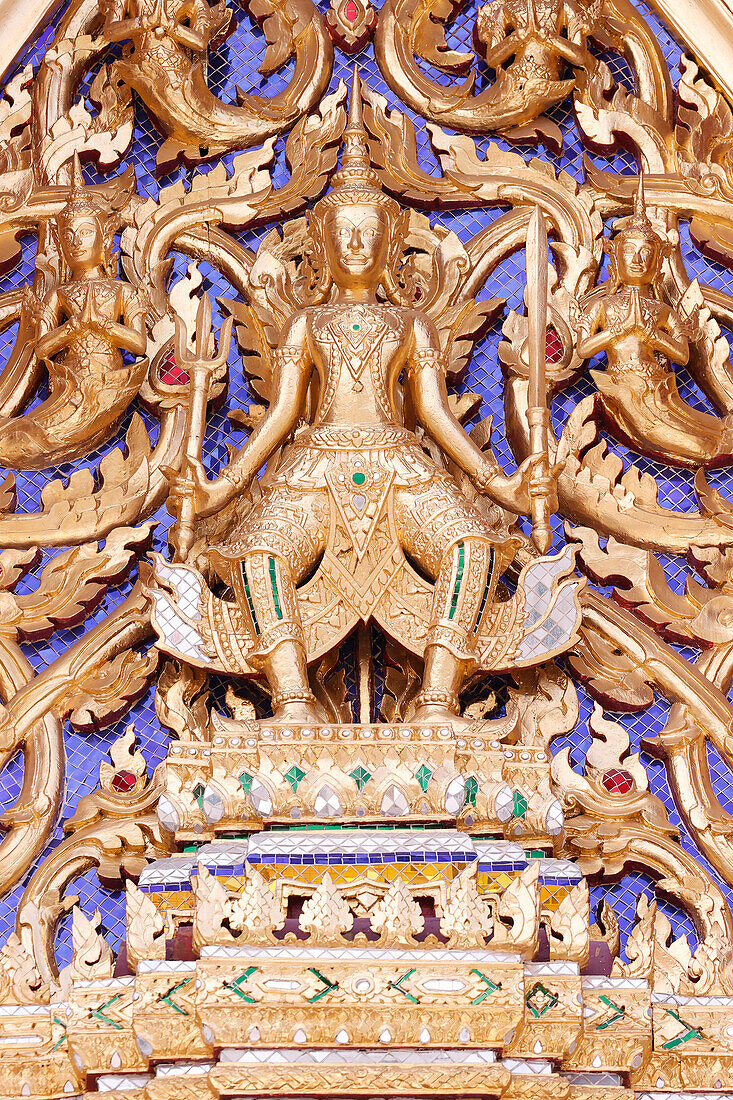 Dachdetail, Wat Phra Kaew (Tempel des Smaragdbuddhas), Bangkok, Thailand, Südostasien, Asien