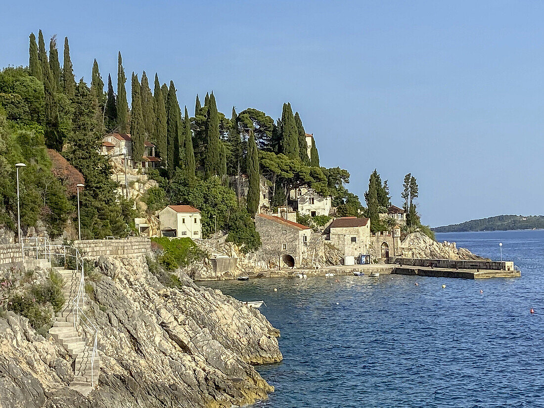 Trsteno village by the Adriatic Sea on the Dalmatian coast,Trsteno,Croatia,Europe