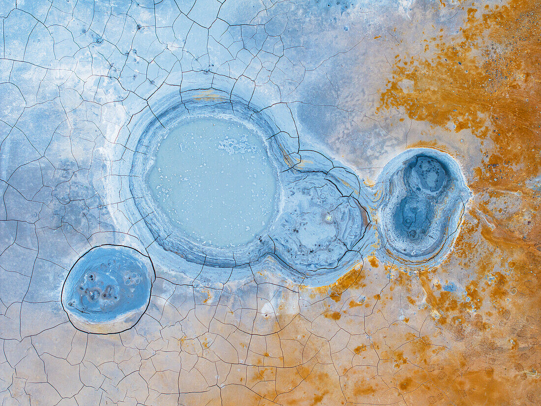 Aerial abstract view of the geothermal area near to Icleandic southern coast,Iceland,Polar Regions