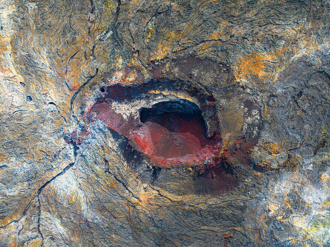 Aerial view of the eruption area near to Reykjavik,Icelandic southern coast,Iceland,Polar Regions