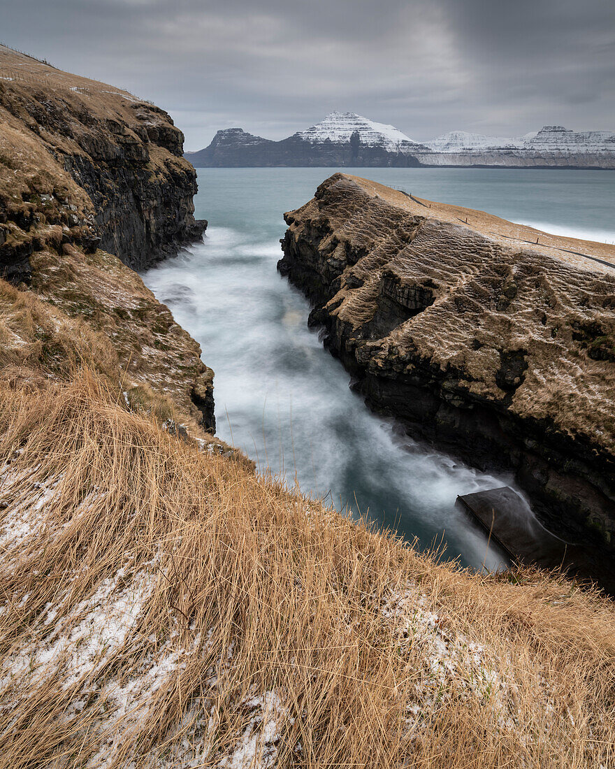 Natural harbour,Gjogv,Eysturoy Island,Faroe Islands,Denmark,Europe