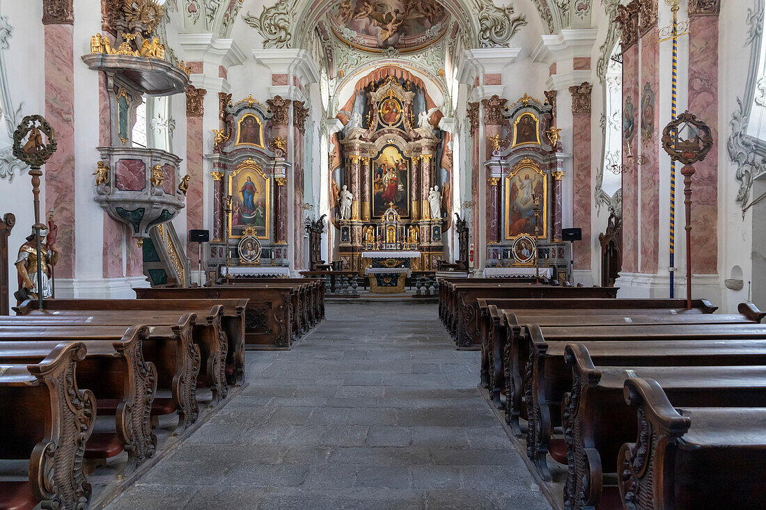 Interior,St. Michael's Church,San Candido,Alta Pusteria,Bolzano district,Sudtirol (South Tyrol),Italy,Europe