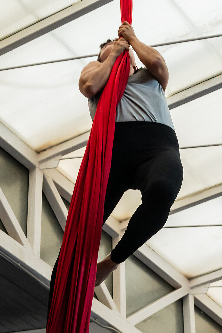 Circus show with kids at Centro Civico La Almozara during the Fiestas of el Pilar,Zaragoza,Aragon,Spain