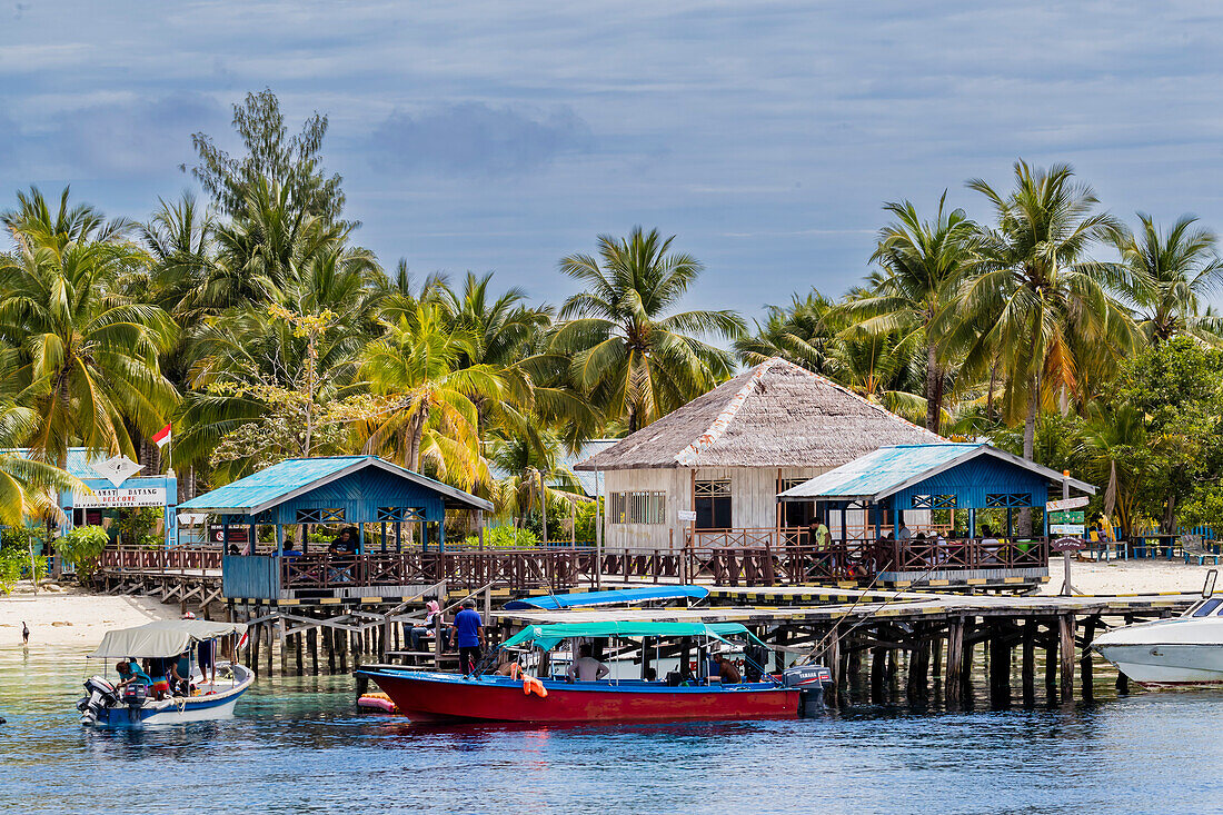 A view of the dive resort at Pulau Panaki,Raja Ampat,Indonesia,Southeast Asia,Asia