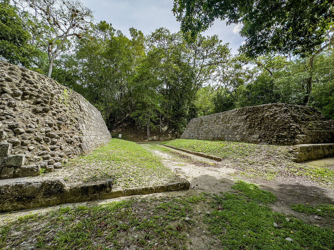 Ballcourt 1 in Plaza D of the Mayan ruins in Yaxha-Nakun-Naranjo National Park,Guatemala.