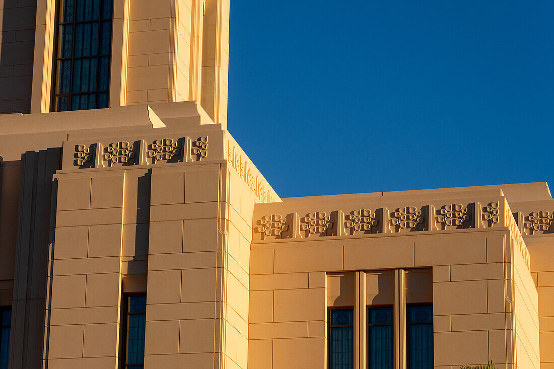 Architectural detail of the Red Cliffs Utah Temple of The Church of Jesus Christ of Latter-day Saints in St. George,Utah.