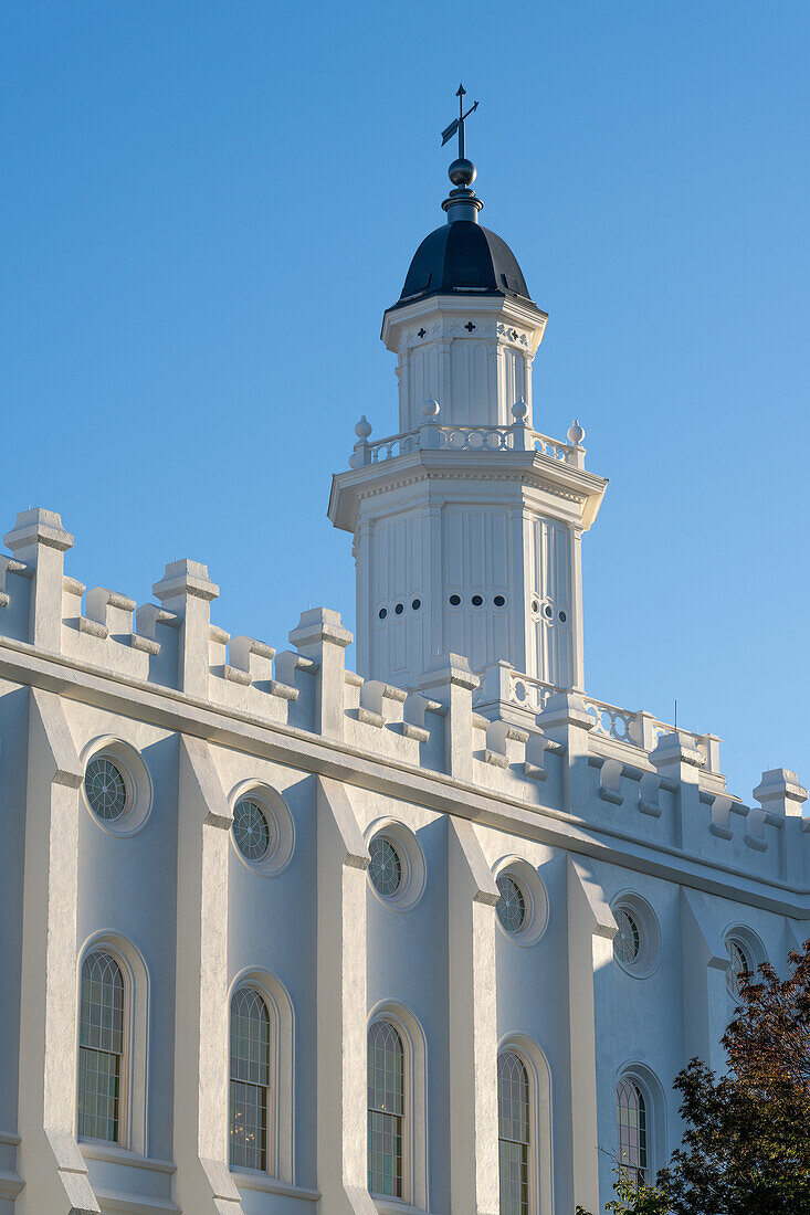 Architectural detail of the St. George Utah Temple of The Church of Jesus Christ of Latter-day Saints in St. George,Utah.