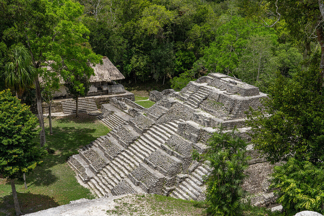 Structure 144,a temple pyramid in the North Acropolis in the Mayan ruins in Yaxha-Nakun-Naranjo National Park,Guatemala.