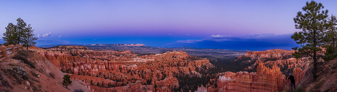 This is a panorama of the evening sky looking east at sunset from Sunset Point at Bryce Canyon National Park,Utah.