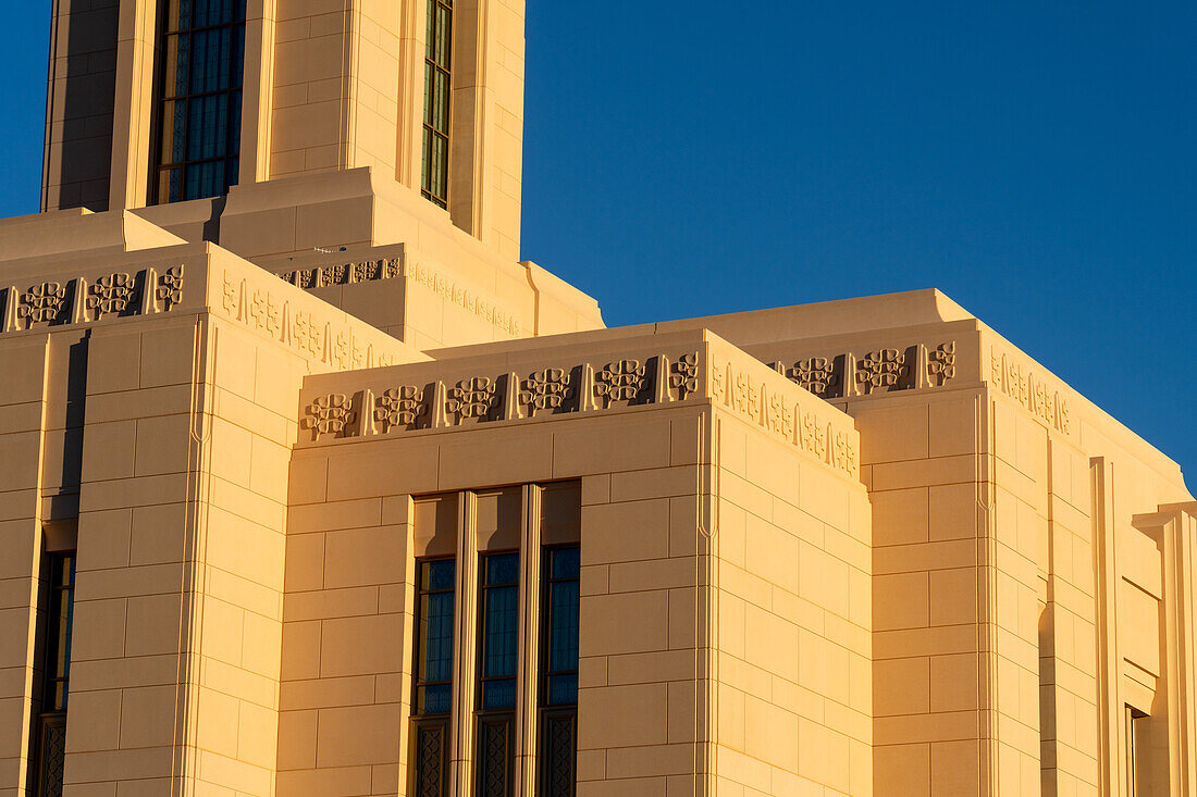 Architectural detail of the Red Cliffs Utah Temple of The Church of Jesus Christ of Latter-day Saints in St. George,Utah.