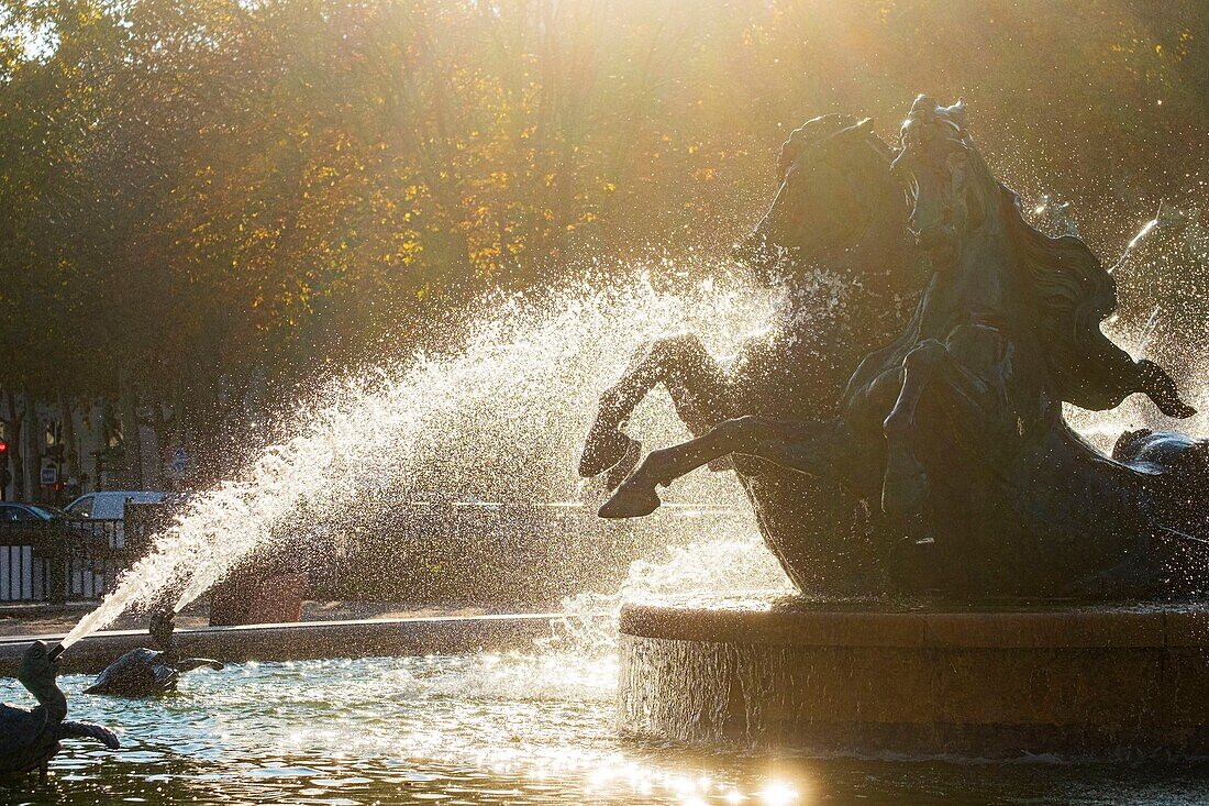 France, Paris, Garden of the Great Explorers, the fountain Carpeaux or fountain of the Quatres Parties of the World