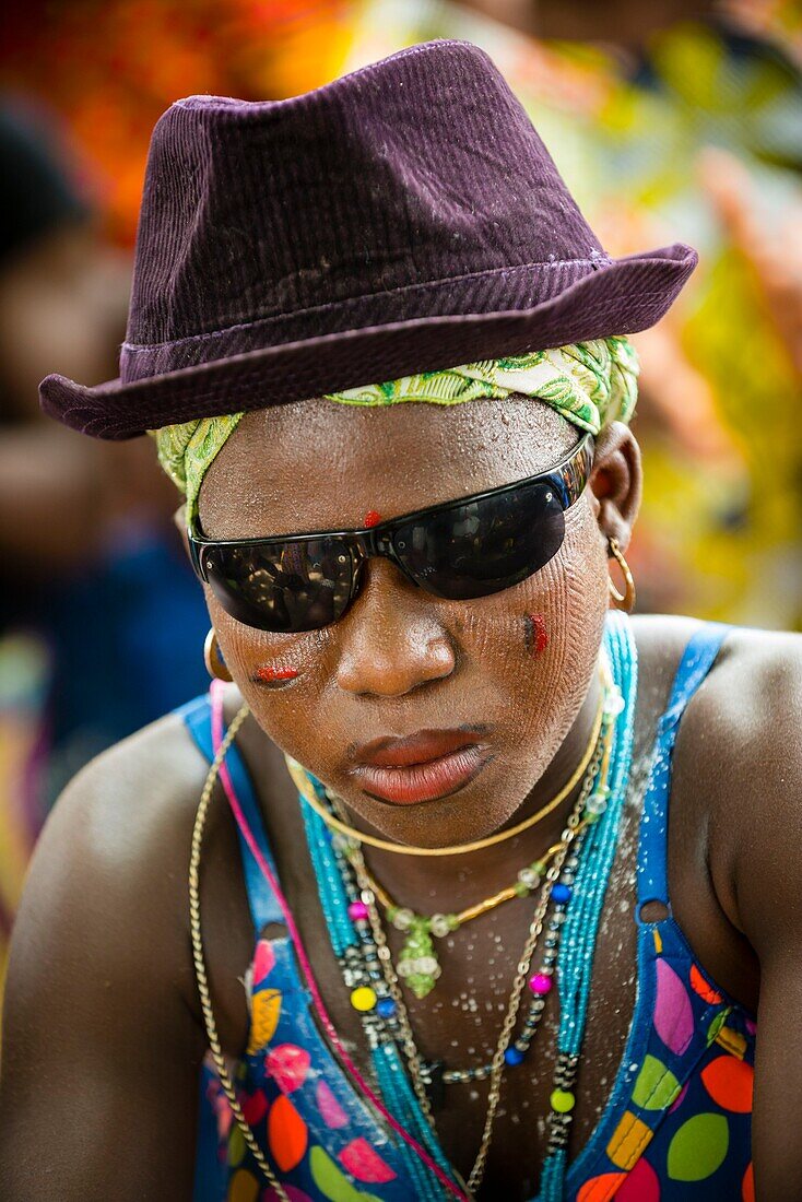 Benin, Nosthern distict, Atacora department, Koussoukoingou area, woman Otammari ethny with her tribal scarifications during an initiation ceremony