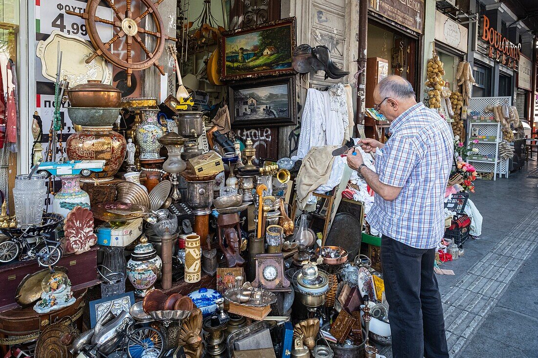 Greece, Athens, Psiri (or Psyri) district, shop on Athinas Street