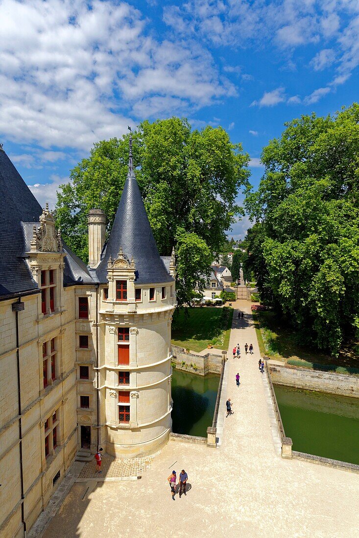 Frankreich, Indre et Loire, Loire-Tal, von der UNESCO zum Weltkulturerbe erklärt, Schloss Azay le Rideau, erbaut von 1518 bis 1527 von Gilles Berthelot im Stil der Renaissance