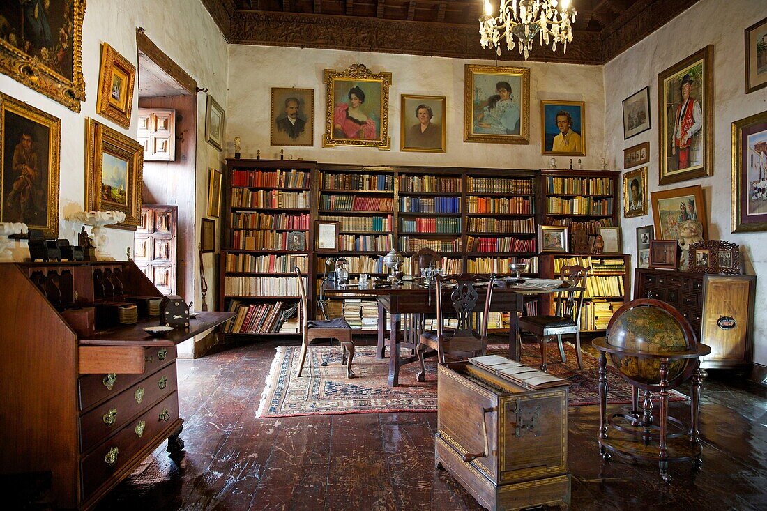 Spain, Canary Islands, Tenerife Island, La Orotava, period interior in the casa de Los balcones, a colonial house from the 17th century