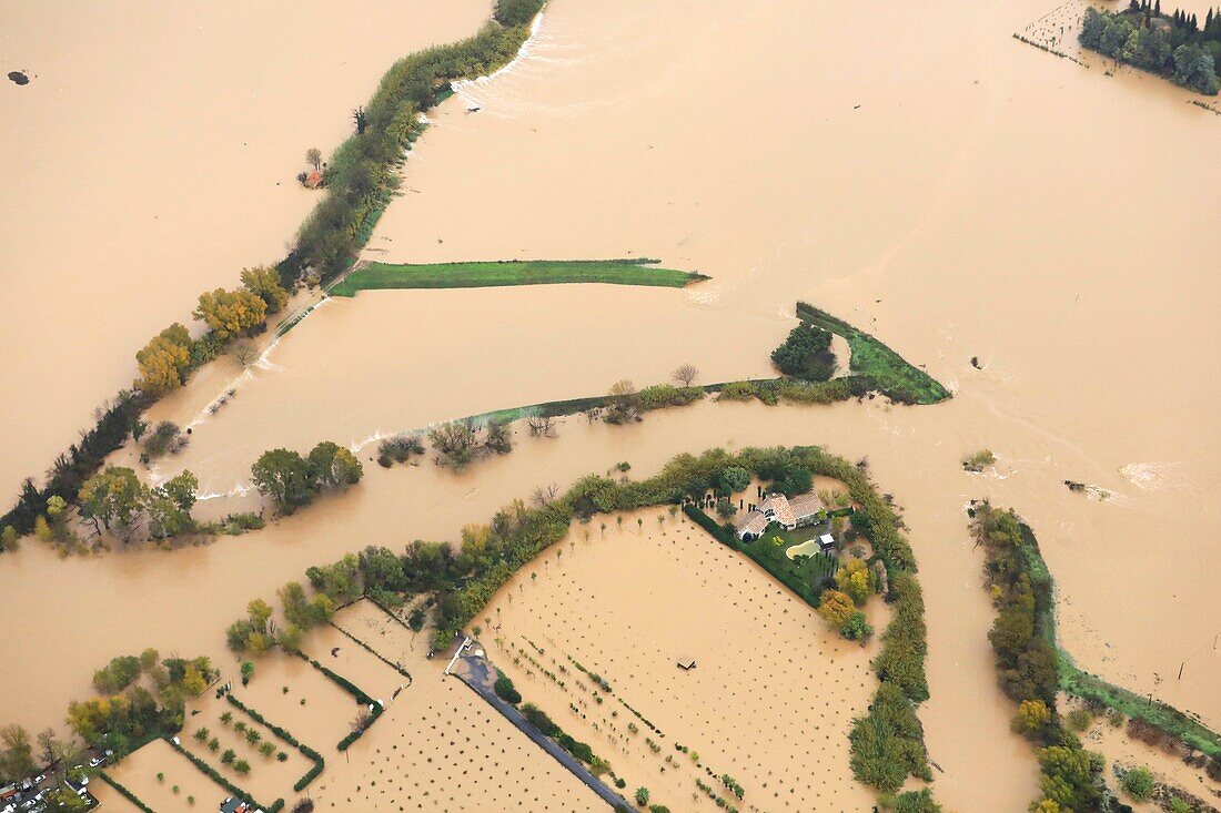 France, Var, Roquebrune sur Argens, after the overflow of the river l'Argens (inclement weather Sunday, November 24, 2019)