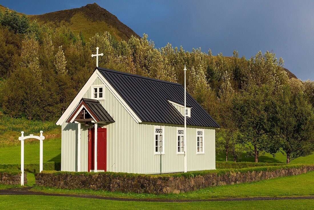 Iceland, Sudurland, Skogar, Skogar Museum, church