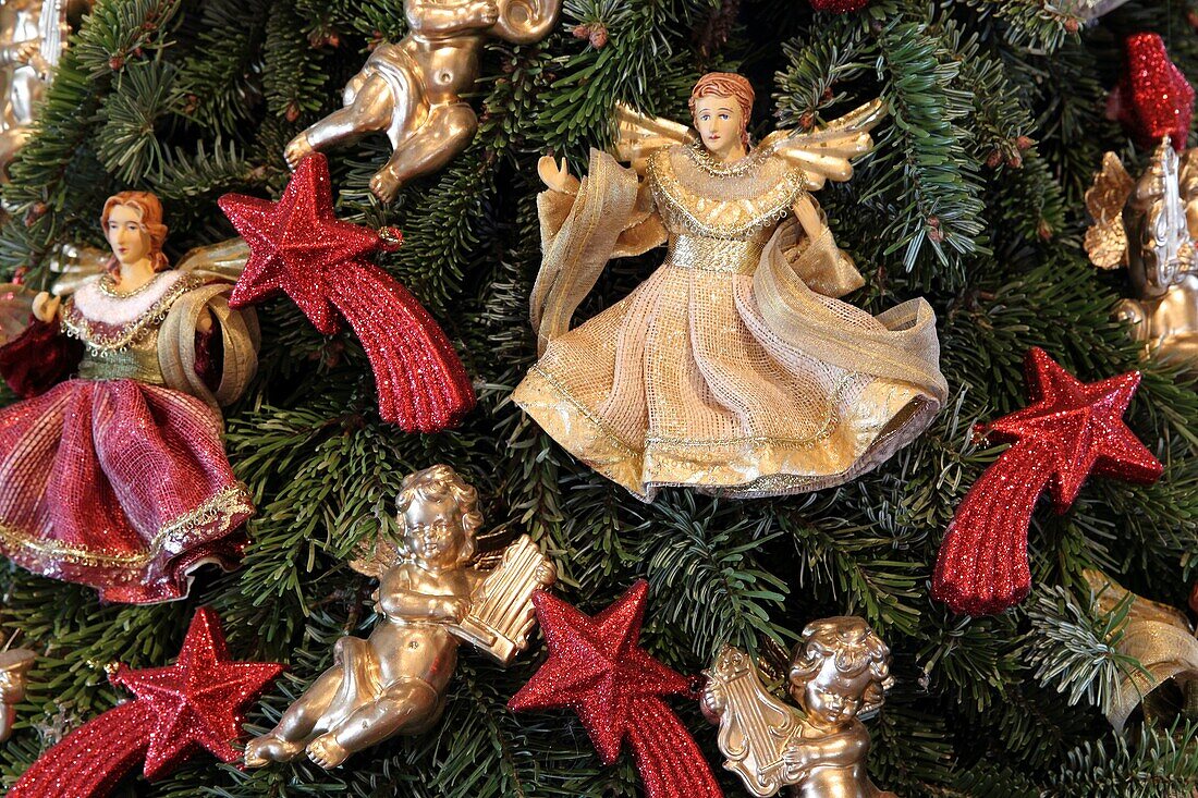 France, Indre-et-Loire, Loire Valley classified World Heritage by UNESCO, Chenonceaux, Chenonceau Castle, Christmas decoration