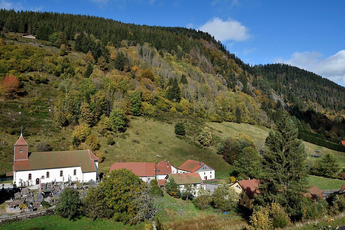 France, Vosges, Le Valtin, village in the Haute Vallee de la Meurthe, church, houses