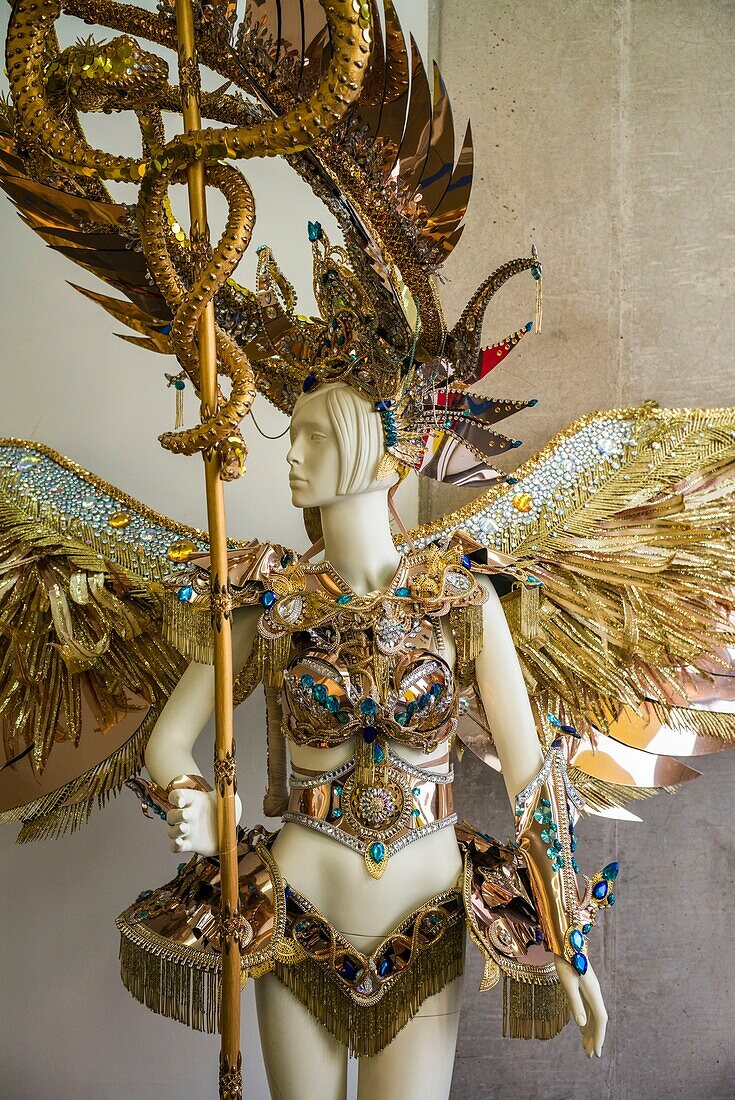 Spain, Canary Islands, Tenerife Island, Santa Cruz de Tenerife, Casa Carnival, city museum dedicated to the Santa Cruz Carnival, carnival costume