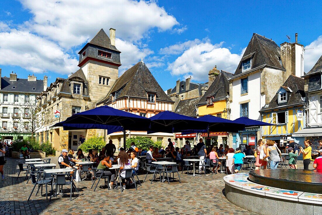 Frankreich, Finistere, Quimper, Platz Terre au Duc, mittelalterliche Häuser